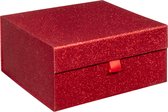 Luxe opbergdoos ROOD GLITTER, bewaardoos, opbergbox, formaat 25x25x12cm (1 stuk)