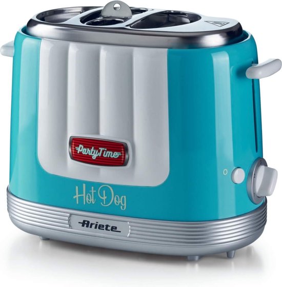 Foto: Ariete 0206 01 50 s style hotdog maker 650w 2 sleuven party time blauw