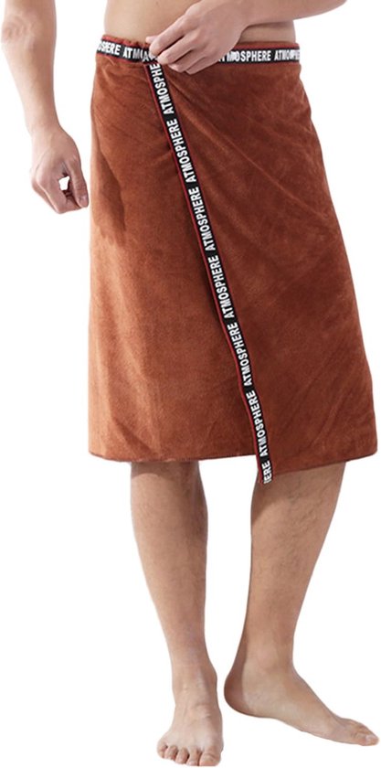 Serviette Kilt De Sauna Pour Homme - 80x150 Cm - Gris Foncé - Polaire Corail Absorbante Avec Poche