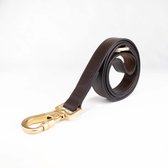 Luxe Halsband riem voor Honden - Echt Leer / Leder 2,5cm x 110 cm Bruin