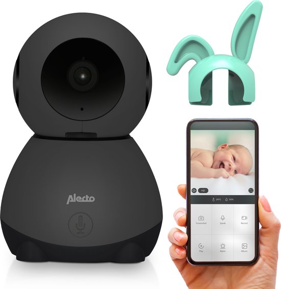 Foto: Alecto wifi babyfoon met camera en app full hd op afstand beweegbaar melding bij beweging en geluid smartbaby10bk zwart