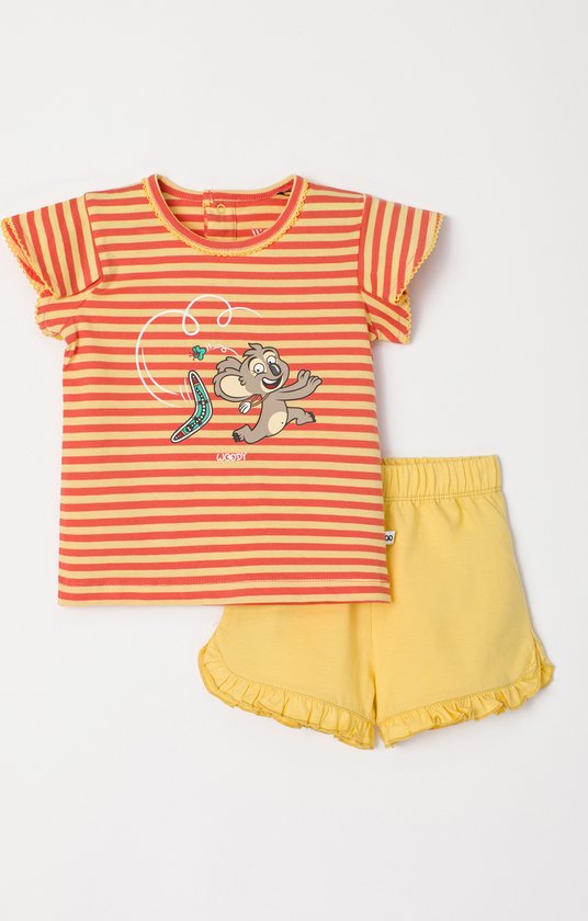Woody pyjama baby meisjes - roest/geel gestreept - koala - 241-10-PSG-S/930 - maat 56