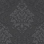 Papier peint baroque Profhome 368984-GU papier peint intissé légèrement structuré dans le style baroque chatoyant noir gris argent 5,33 m2