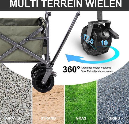 Packaway XL Opvouwbare Bolderkar Heavy Duty van Wasbaar Polyester tot 80KG - 98 x 45 cm - Groen van Packaway — afbeelding 5