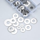 160 stuks sluitringenset, RVS platte sluitringen, afstandhouderringen assortiment set voor industriële bevestigingen bouten onderhoud - M4, M5, M6, M8, M10