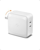 Spigen ArcStation Pro GaN Dual Porto | Chargeur rapide USB-C 100 W | Livraison de Power 3.0 | Prise États-Unis/Canada | Convient pour iPhone, iPad et MacBook, entre autres | Blanc