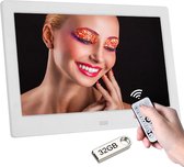 Cadre photo numérique avec USB et télécommande - Klok - 7 pouces - 32 Go - Résolution 1024x600 - Carte SD - Wit