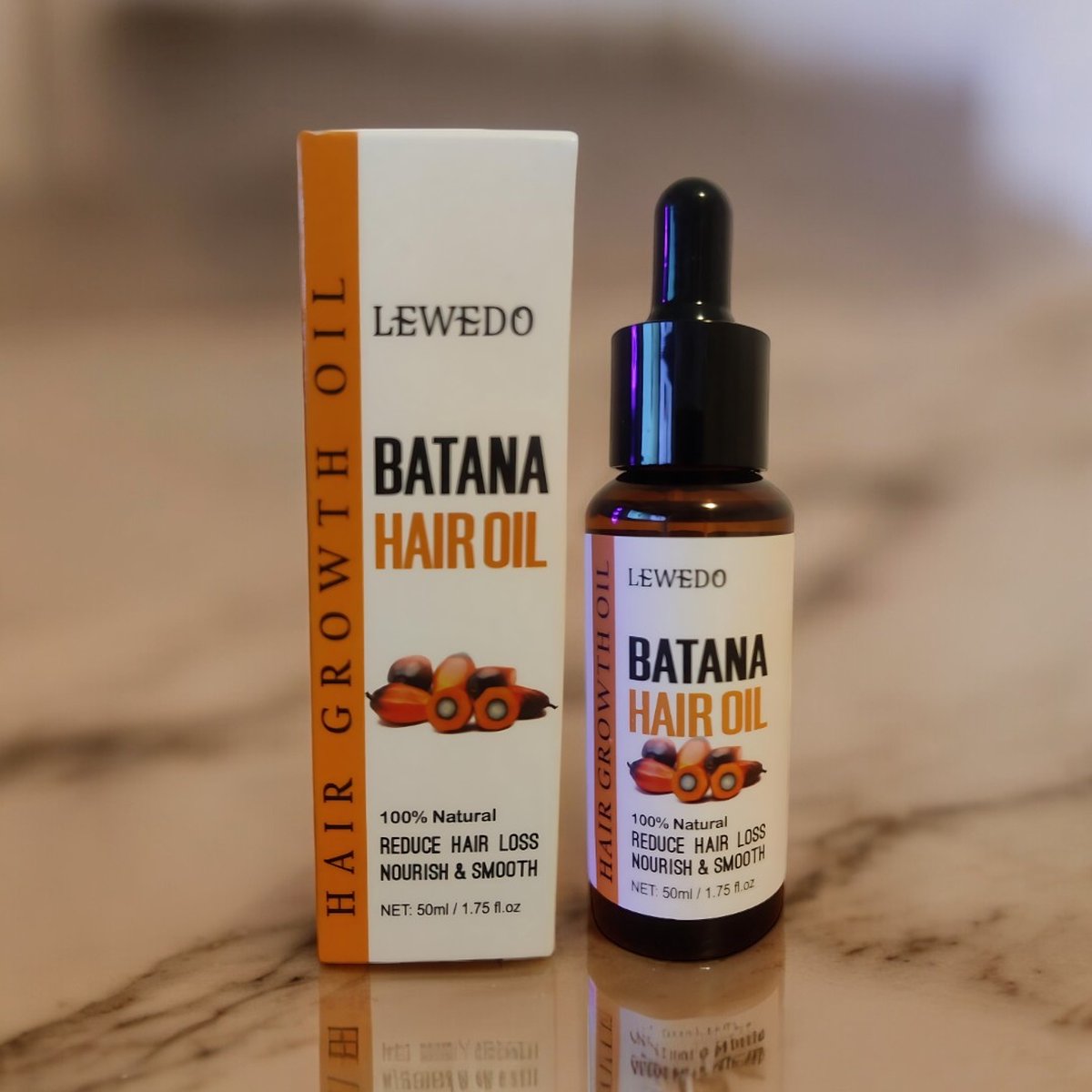 Lewedo Batana olie - Haarolie - 100% pure Batana olie - Stimuleert haargroei en versterkt het haar - hydrateert de hoofdhuid - 50ml