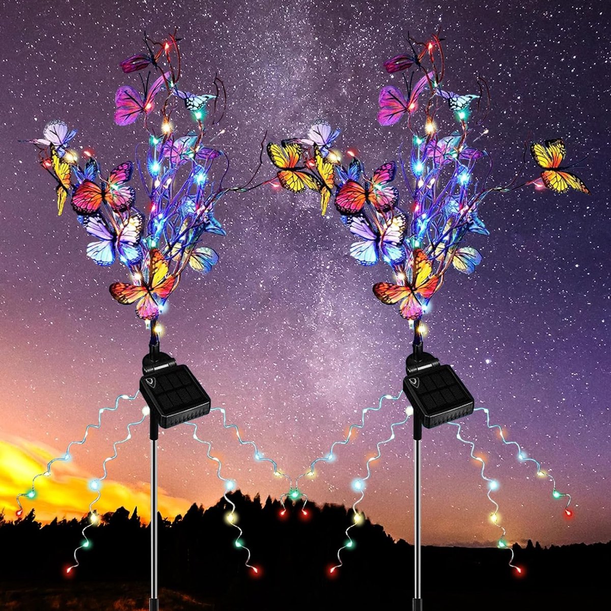 Zonne-energie Tuinlampen Set - Waterdicht - LED Verlichting - Duurzaam - Sfeervolle Tuinverlichting - Warm Wit Licht