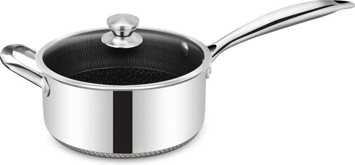 Cheffinger Sauspan met Deksel - 20cm - RVS - Honingraat - Inductie