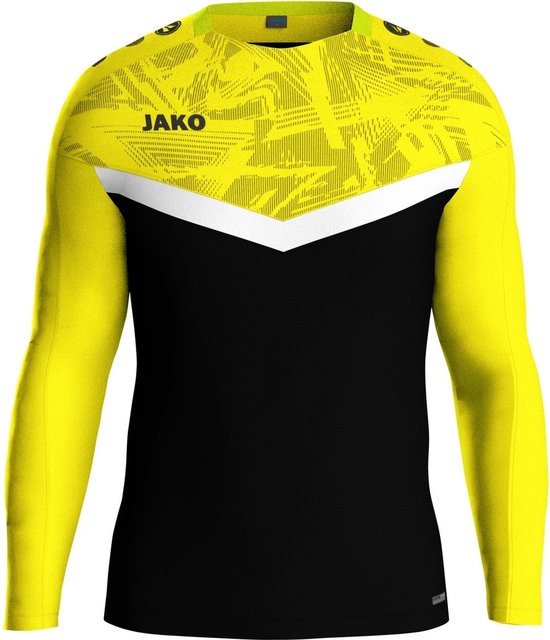 Jako Iconic Sweater Kinderen - Zwart / Zachtgeel | Maat: 140