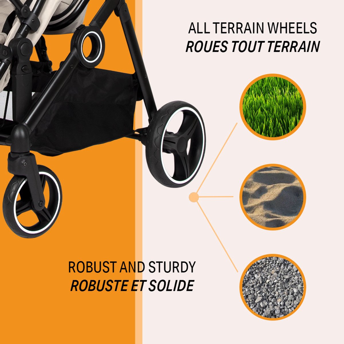 Baninni Duo Kinderwagen Luiz Opvouwbaar Zand - afbeelding 2