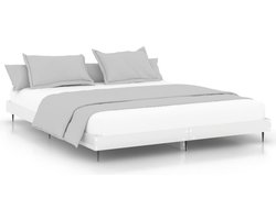 vidaXL - Bedframe - bewerkt - hout - hoogglans - wit - 120x200 - cm