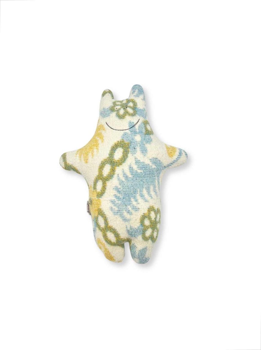 Duurzaam cadeau - Vintage knuffel - Hippo - Wollen deken - Zero waste - Groene bloemen