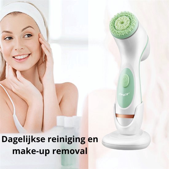 Foto: Aj shopping 3 in 1 elektrische gezichtsreiniger siliconen borstel roterende gezichtsreiniging diepe cleansing antiaging peeling antirimpel gezichstmassage strakkere huid 