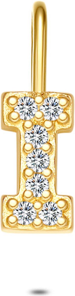 Twice As Nice Hanger in 18kt verguld zilver, letter I met steentjes