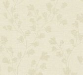 Bloemen behang Profhome 387475-GU vliesbehang hardvinyl warmdruk in reliëf licht gestructureerd met bloemmotief mat crème grijs 5,33 m2