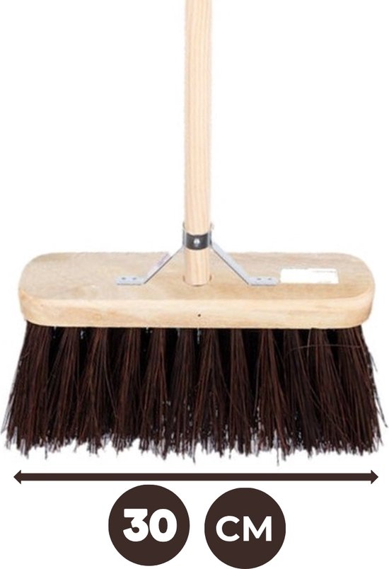 Synx Tools Bahia Bezem natuurvezel haren - Straatbezem Bahia haren - Bezems Buiten - Buitenbezem - Incl. Steel 150cm