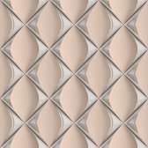 3D behang Profhome 386914-GU vliesbehang hardvinyl warmdruk in reliëf licht gestructureerd met geometrische vormen glanzend roze zilver oudroze 5,33 m2