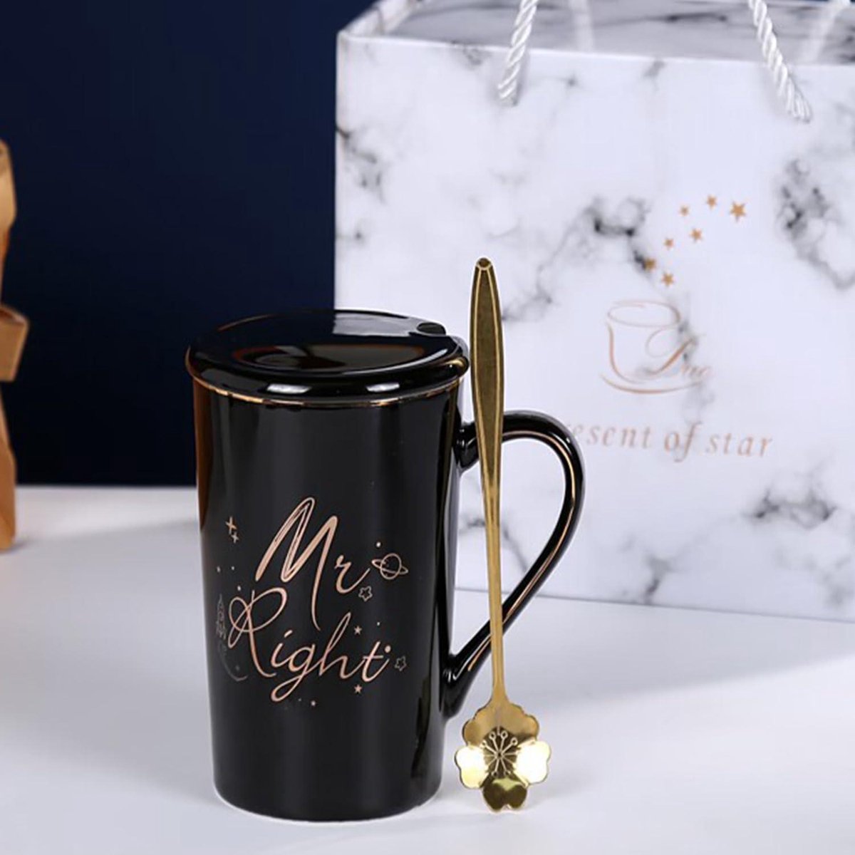 Mug Duo Couple MR. RIGHT & MRS. ALWAYS RIGHT -15 OZ. TASSE DE VOYAGE EN CÉRAMIQUE (LOT DE 2) > Mariage Déco Tasse Amoureux Duo