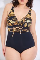 Corrigerend Badpak- Nieuwe collectie- Plus Size Badpak Badmode Bikini Strandkleding Zwemkleding VC2301- Zwart geel- Maat 46