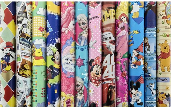 Foto: Disney assortiment cadeaupapier inpakpapier voor kinderen 200 x 70 cm 5 stuks