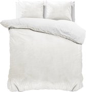 dekbedovertrek en velours doux uni blanc - 200x200/220 (double) - sommeil super agréable - aspect élégant - qualité luxueuse - avec boutons-pression pratiques