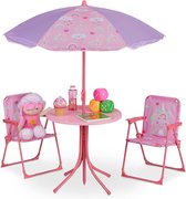 Eenhoorn design tuinset voor kinderen - inclusief parasol - roze Tuinset
