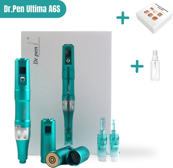 Dr.Pen Ultima A6S turquoise dermapen met twee batterijen en oplader