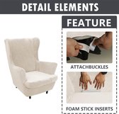 Fluwelen fauteuil hoezen 2-delige set, hoge stretch stoel hoes bankhoezen 1-zits, elastische zachte stijlvolle bankhoezen met elastische bodem Antislip meubelbeschermer,Beige