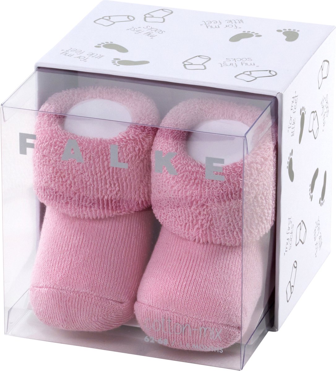 FALKE Erstling knuffelzacht pluche katoen babysokjes meisjes jongens roze - Maat 62-68