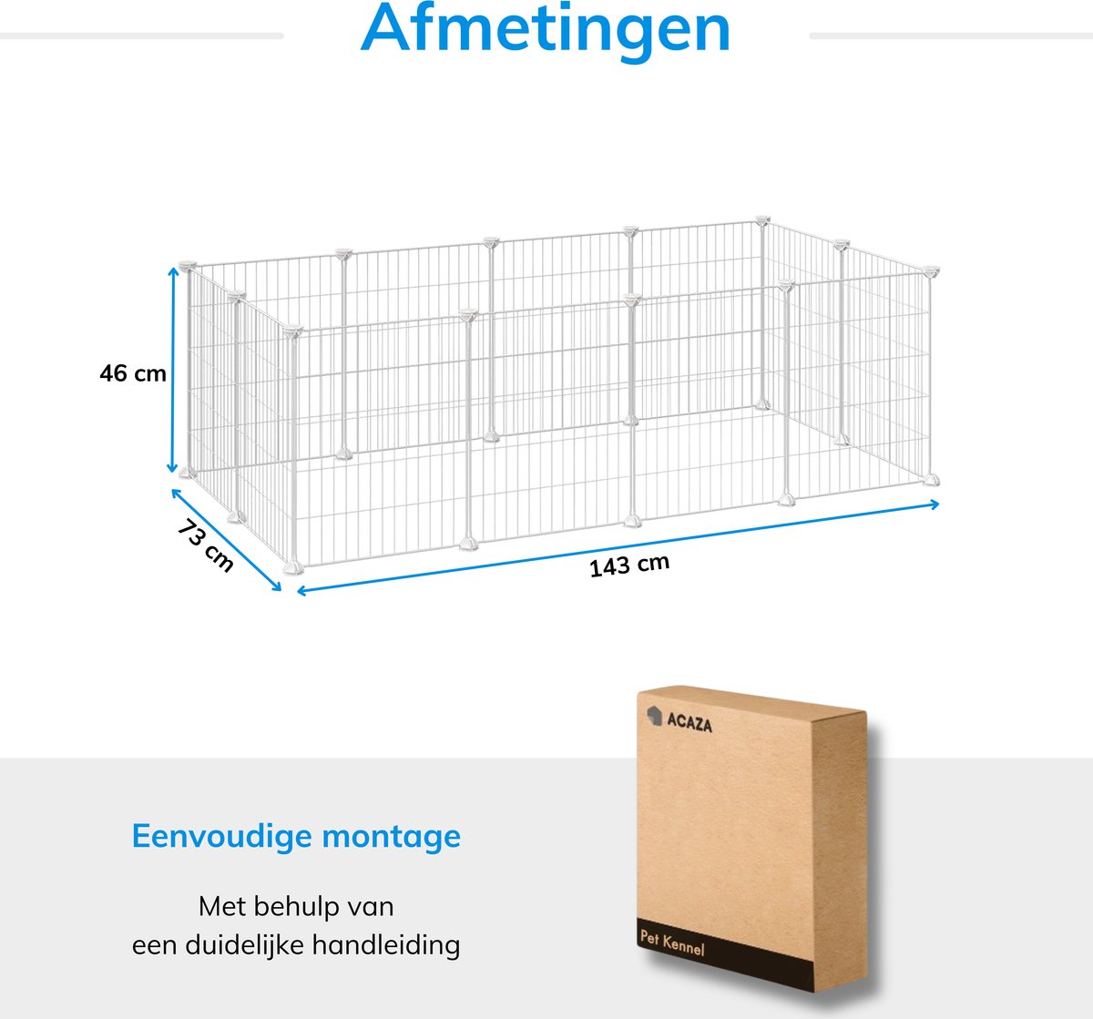 ACAZA Metalen Kooi - Hok voor kleine dieren - Konijnenren - Puppyren - Wit thumbnail 6