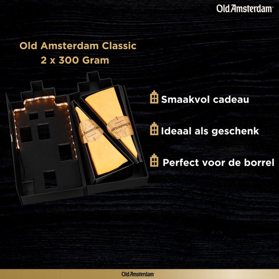 Old Amsterdam Classic Duo Giftbox – 2x 300g in Grachtenpand Verpakking – Kaascadeau – Borrelpakket