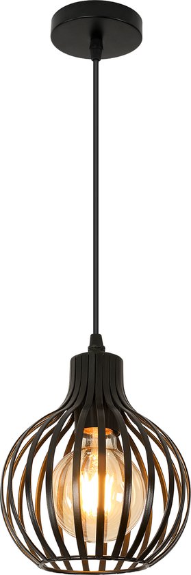 Delaveek-IJzeren hanglamp-zwart- 15*18CM -1m kabel- E27 (Lichtbron niet inbegrepen)