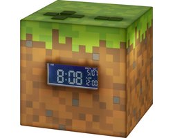 Minecraft Grass Block Digital Alarm Clock - Officially Licensed Light Up Lamp Feature, Plays Official in Game Music, Bedroom Decor for Minecraft Gamers- Paladone