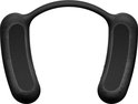 Zwarte nekbandspeaker met twee ovale, stoffen luidsprekers en een gebogen hoofdband.