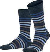 FALKE Tinted Stripe gestreept met patroon merinowol sokken heren blauw - Maat 47-50