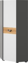 Hoekkast - Kledingkast met planken en roede - ABS rand - 73x73x189 cm - Nash Oak/Brilliant White/Grafiet