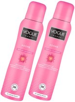 Vogue Adore Parfum Deodorant - 2 x 150 ml - Spray - Geursensatie van Bloemige Frisheid Tropisch Fruit Amber en Vanille