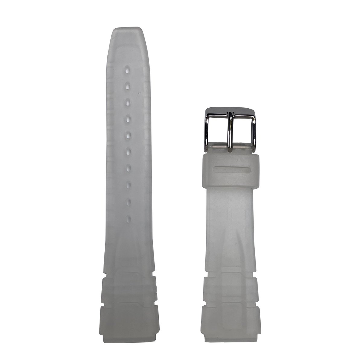 Horlogeband - 20mm, 18mm aanzet - Wit - Transparante silicone band - Roestvrijstalen gesp