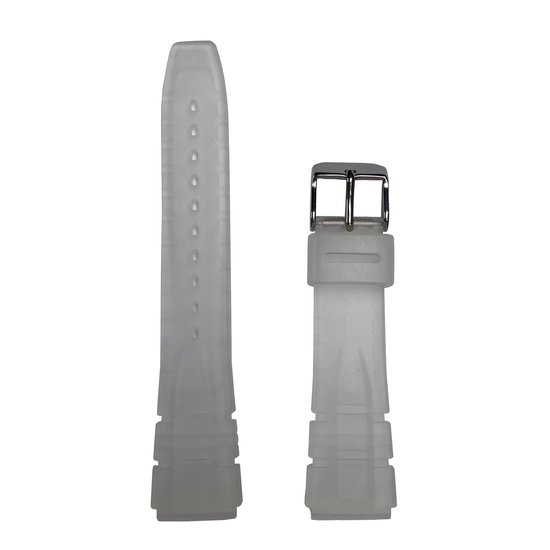 Horlogeband - 20mm, 18mm aanzet - Wit - Transparante silicone band - Roestvrijstalen gesp