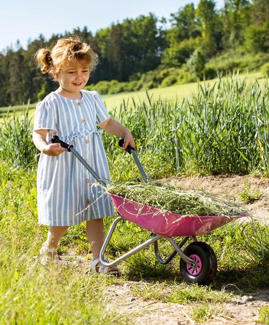 Kinderkruiwagen voor kinderen - roze/zilver - tuingereedschap voor peuters vanaf 2,5 jaar - belastbaar tot 25 kg van Kinder — afbeelding 2