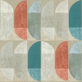 Papier peint graphique Profhome 375311-GU papier peint intissé légèrement texturé avec motif graphique mat beige rouge bleu 5,33 m2