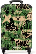 NoBoringSuitcases.com® - Handbagage koffer lichtgewicht - Reiskoffer trolley - Graffiti in camouflage kleuren - Rolkoffer met wieltjes - Past binnen 55x40x20 en 55x35x25