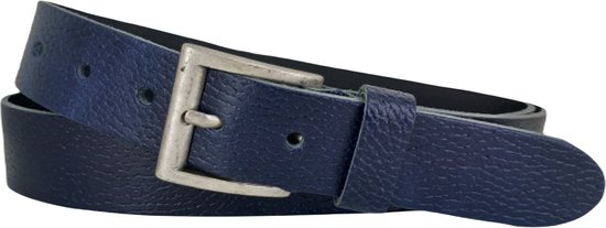 Leren Riem Dames/Heren | 3.5cm breed | Riemmaat: 105cm (totale lengte: 120cm) | 100% echt leer | Nikkelvrije gesp | Kleur: navy