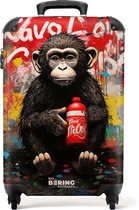 NoBoringSuitcases.com® - Handbagage koffer lichtgewicht - Reiskoffer trolley - Chimpansee voor graffiti muur - Rolkoffer met wieltjes - Past binnen 55x40x20 en 55x35x25