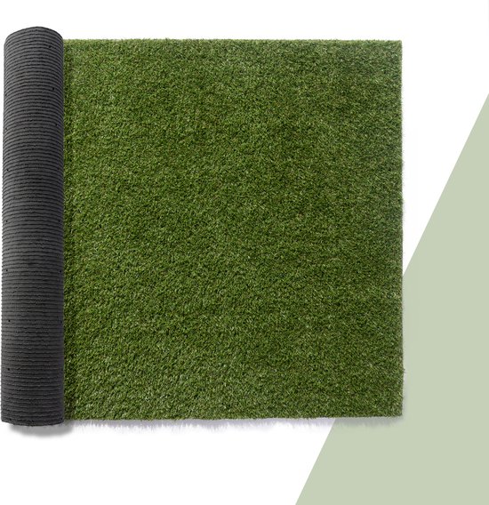 Paco Home Kunstgras Tuin Balkon Terras Grastapijt Indoor Outdoor Vloerkleed Wasbaar Natuurlijk Zacht Natuur Uitstraling, Model:18mm, Maat:100x100cm