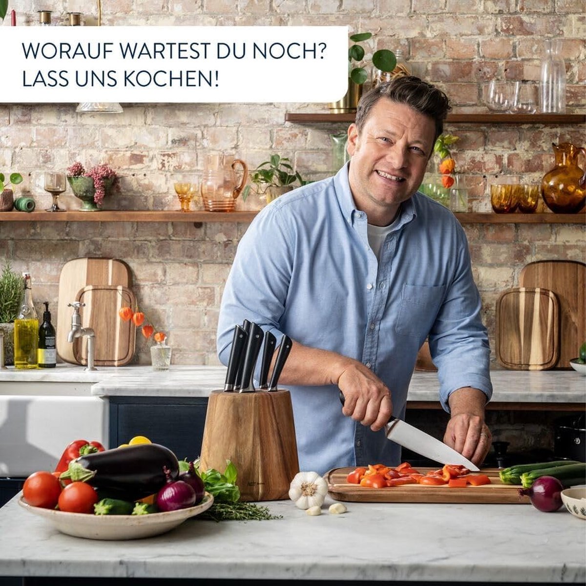 Jamie Oliver by Tefal K26701 koksmes 20 cm hoge snijprestaties onmiskenbaar design duurzame en duurzame messen roestvrij staal zwart