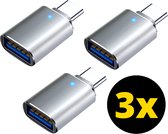 3x Adaptateur USB C vers USB A - Adaptateur USB C vers USB - Convertisseur USB C vers USB A - USB C vers USB A Femelle - Argent