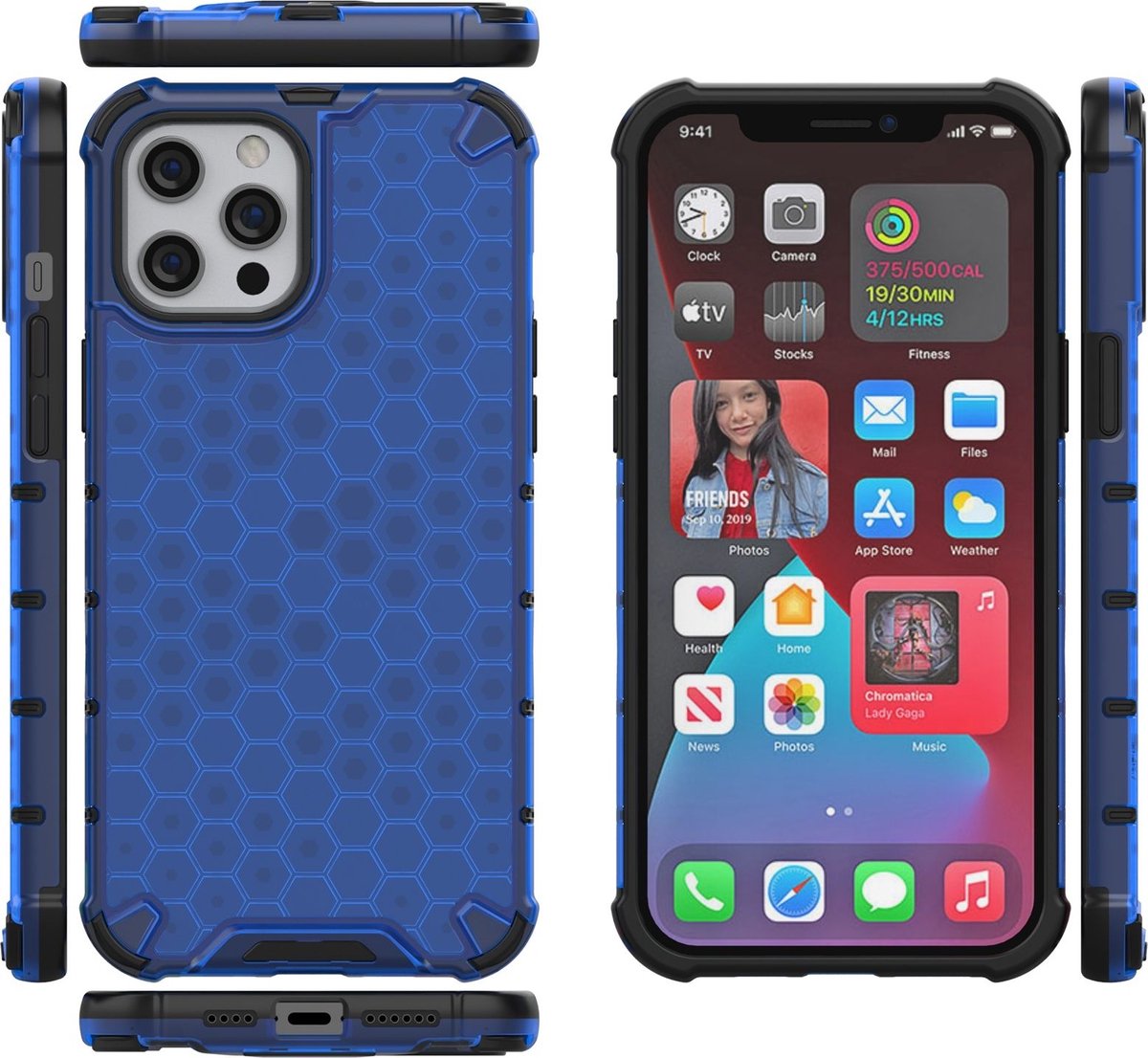 Mobigear Hoesje geschikt voor Apple iPhone 13 Telefoonhoesje Hardcase | Mobigear Honeycomb Backcover Shockproof | Schokbestendig iPhone 13 Telefoonhoesje | Anti Shock Proof - Blauw